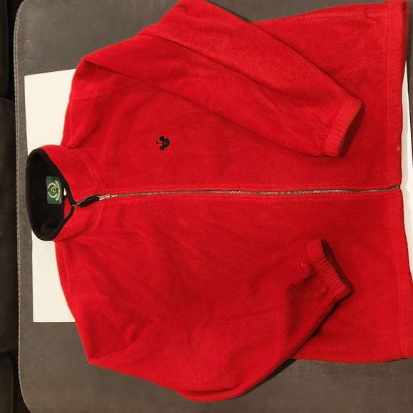 Disney Other - Vintage Disney Golf Fleece Jacket Mens XL Red Collection Pockets Full Zip Up